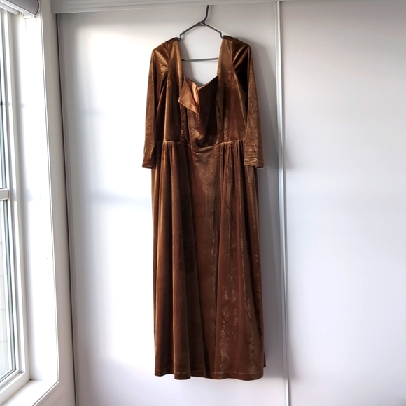 Handmade Sz 20 Brown Velvet Dress - Picture 3 of 9